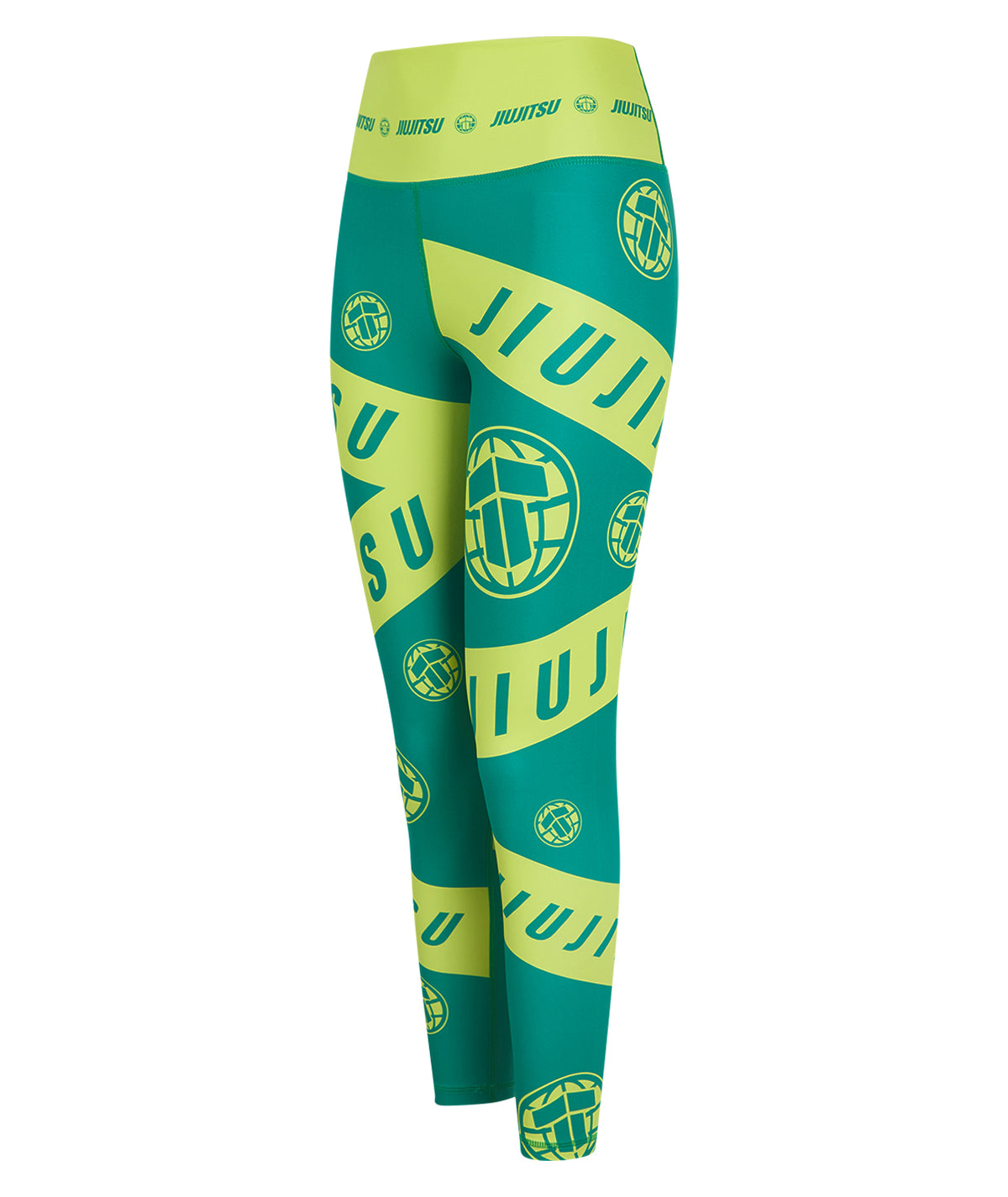 Ladies Helena Taped Leggings - Green & Yellow