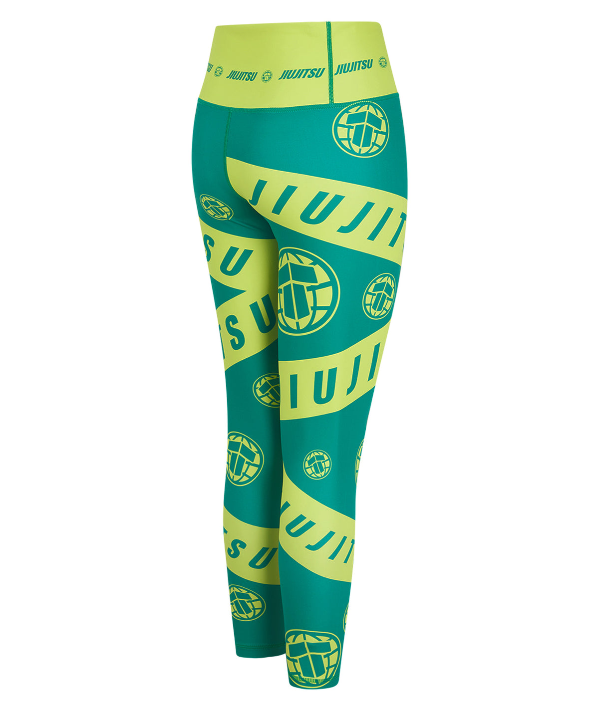 Ladies Helena Taped Leggings - Green & Yellow