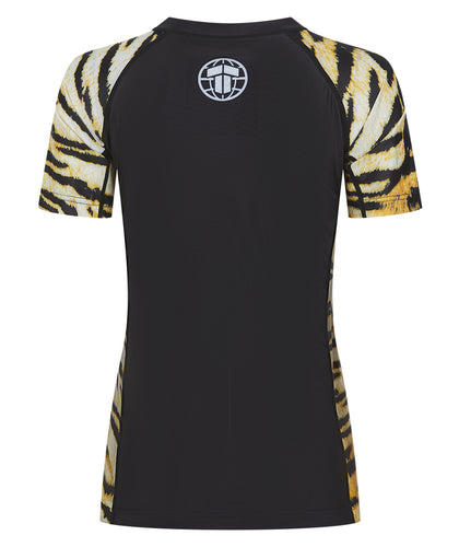 Ladies Recharged Rash Guard - Yellow Tiger