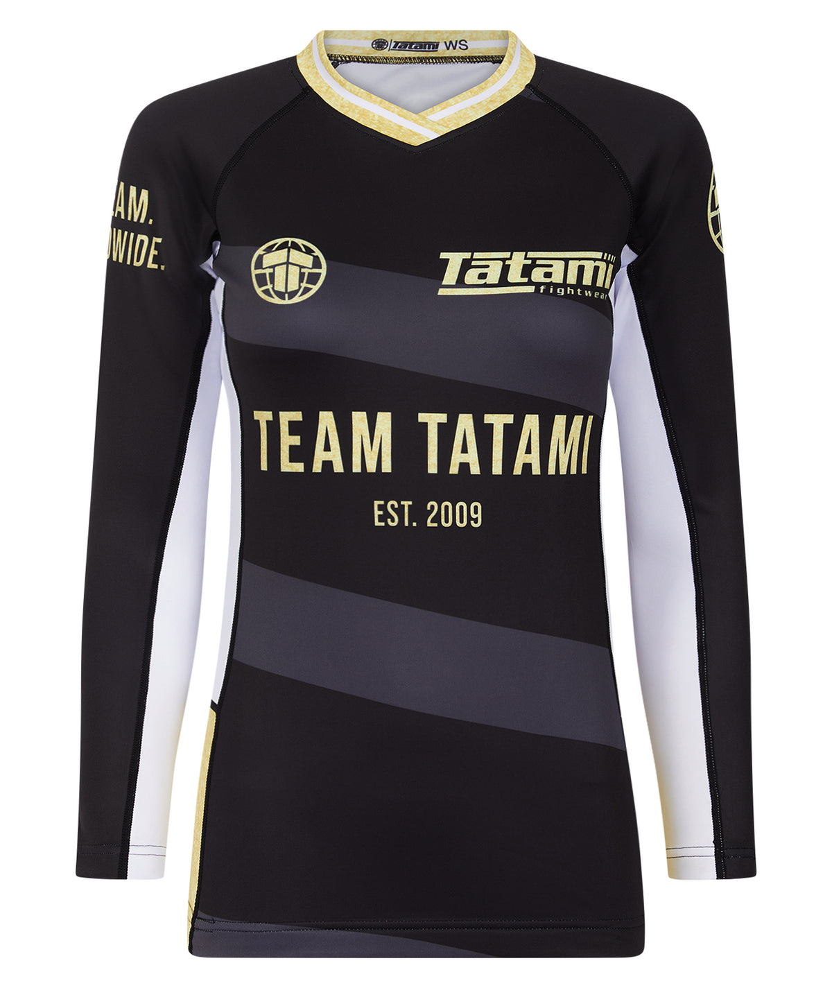 Ladies Team Tatami Long Sleeve Rash Guard -  Black & Gold