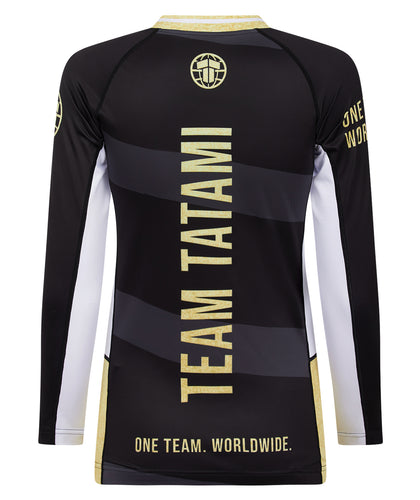 Ladies Team Tatami Long Sleeve Rash Guard -  Black & Gold