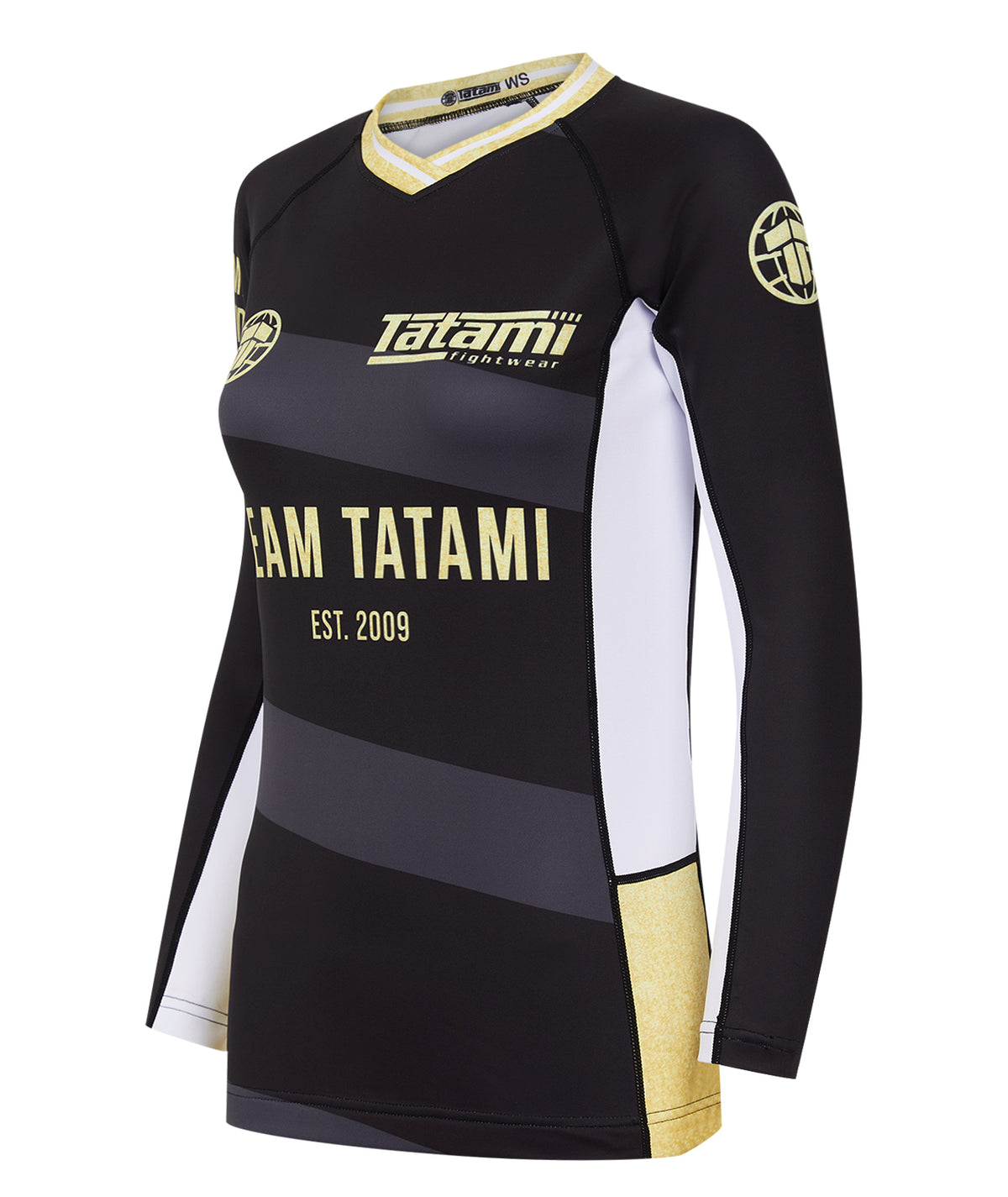Ladies Team Tatami Long Sleeve Rash Guard -  Black & Gold