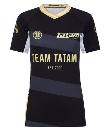 Ladies Team Tatami Short Sleeve Rash Guard -  Black & Gold