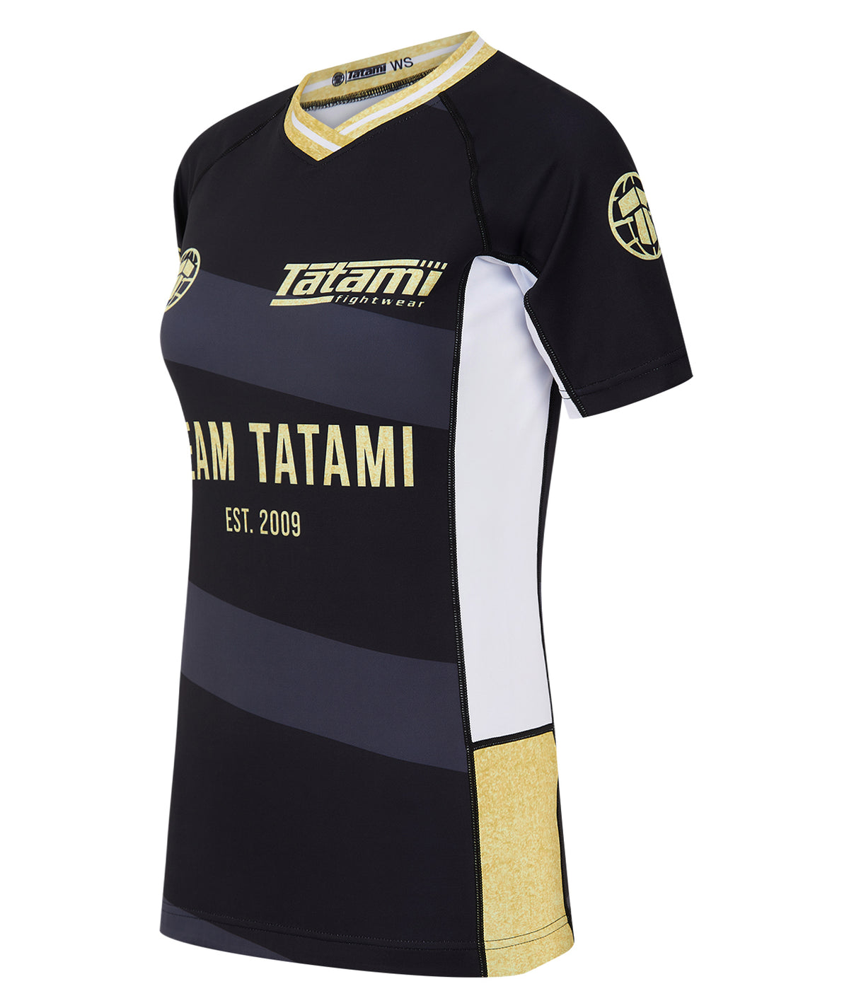 Ladies Team Tatami Short Sleeve Rash Guard -  Black & Gold