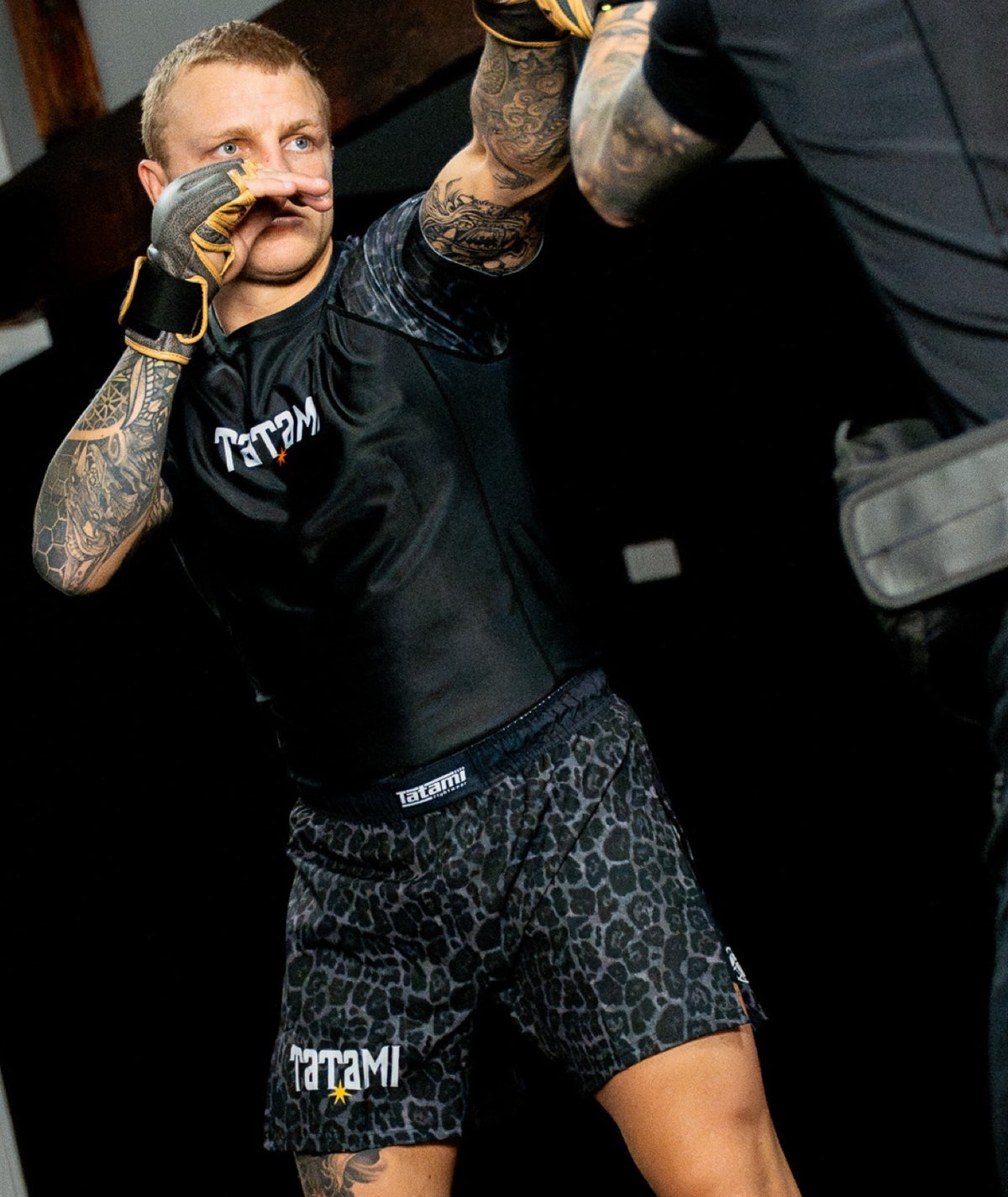 High Split MMA Shorts - Black Leopard