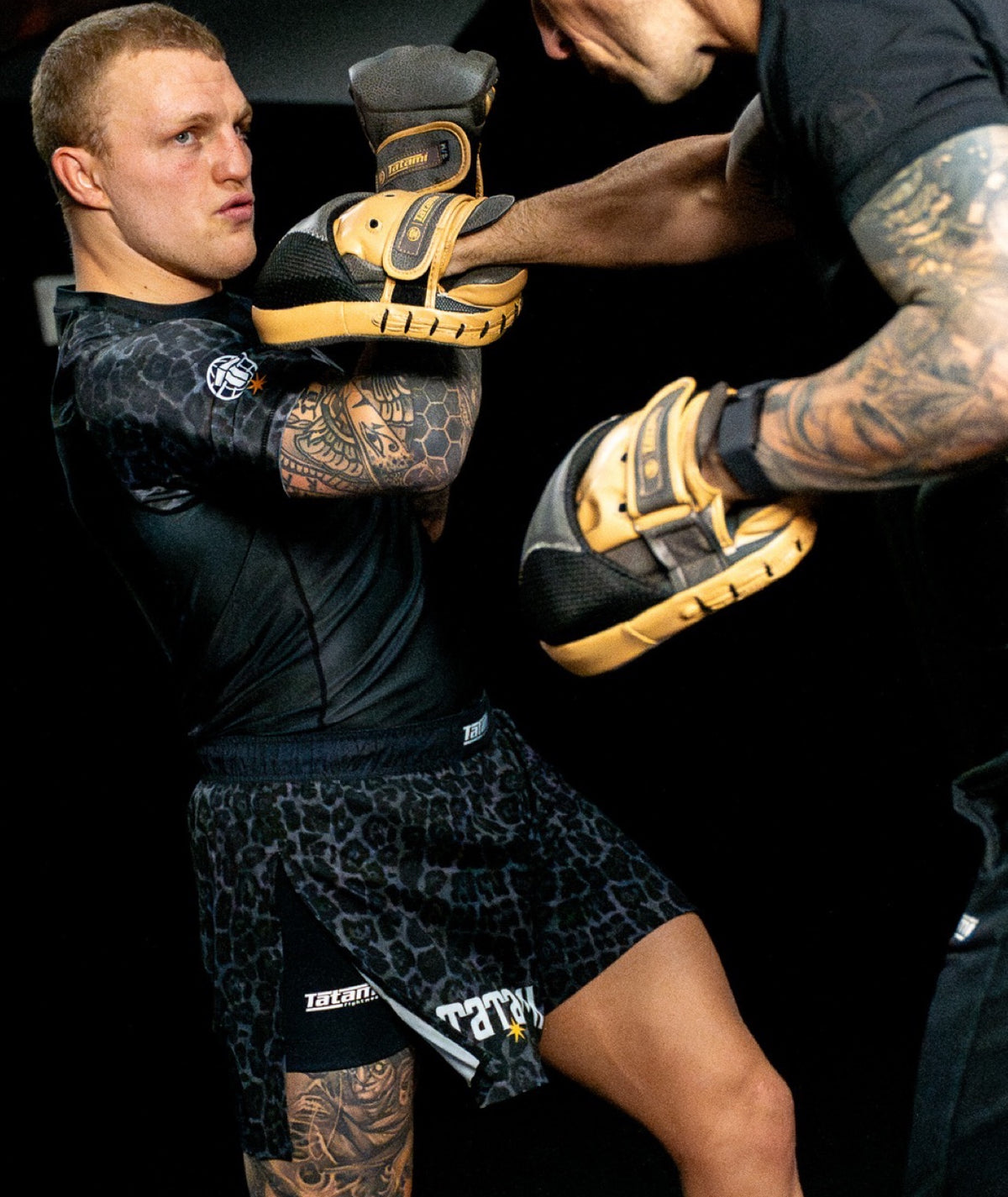 High Split MMA Shorts - Black Leopard