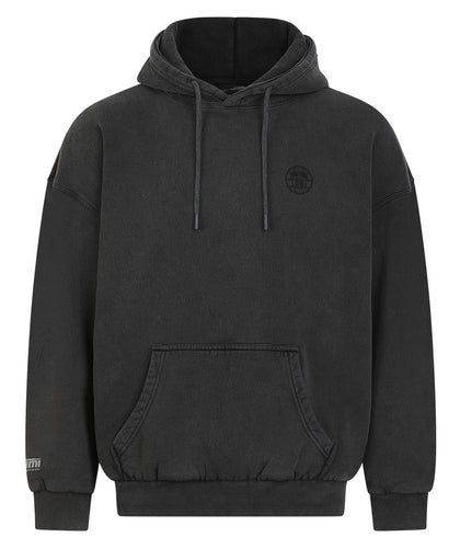 Tatami Globe Stonewashed Hoodie - Black On Grey