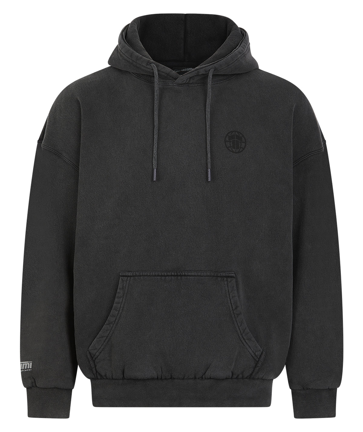 Tatami Globe Stonewashed Hoodie - Black On Grey