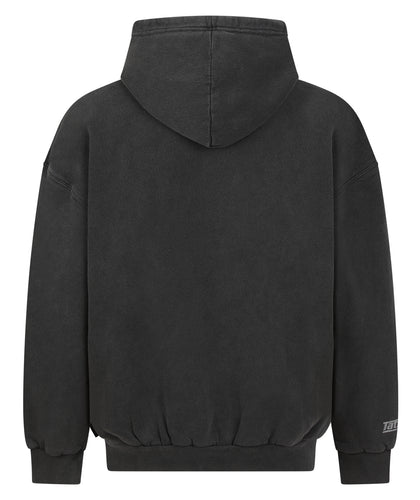 Tatami Globe Stonewashed Hoodie - Black On Grey