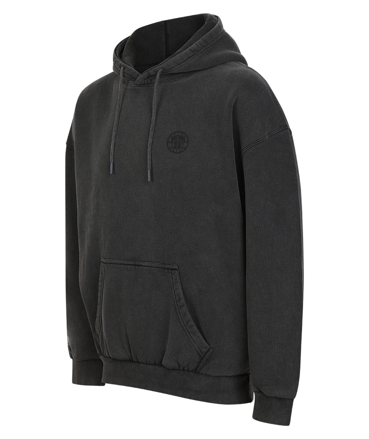 Tatami Globe Stonewashed Hoodie - Black On Grey