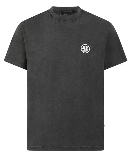 Tatami Globe Stonewashed T-Shirt - White On Grey