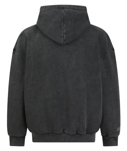 Tatami Globe Stonewashed Hoodie - White On Grey