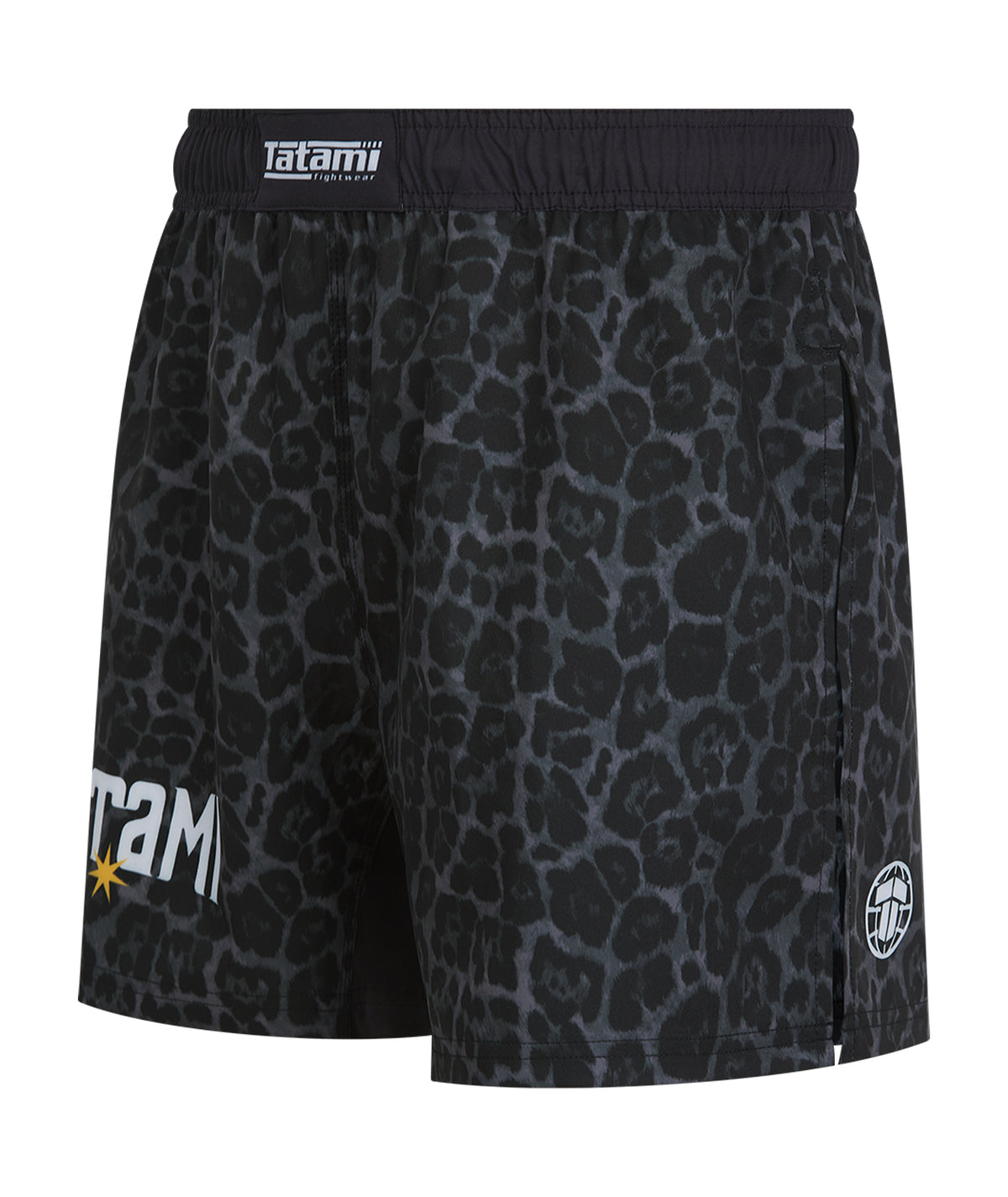 High Split MMA Shorts - Black Leopard