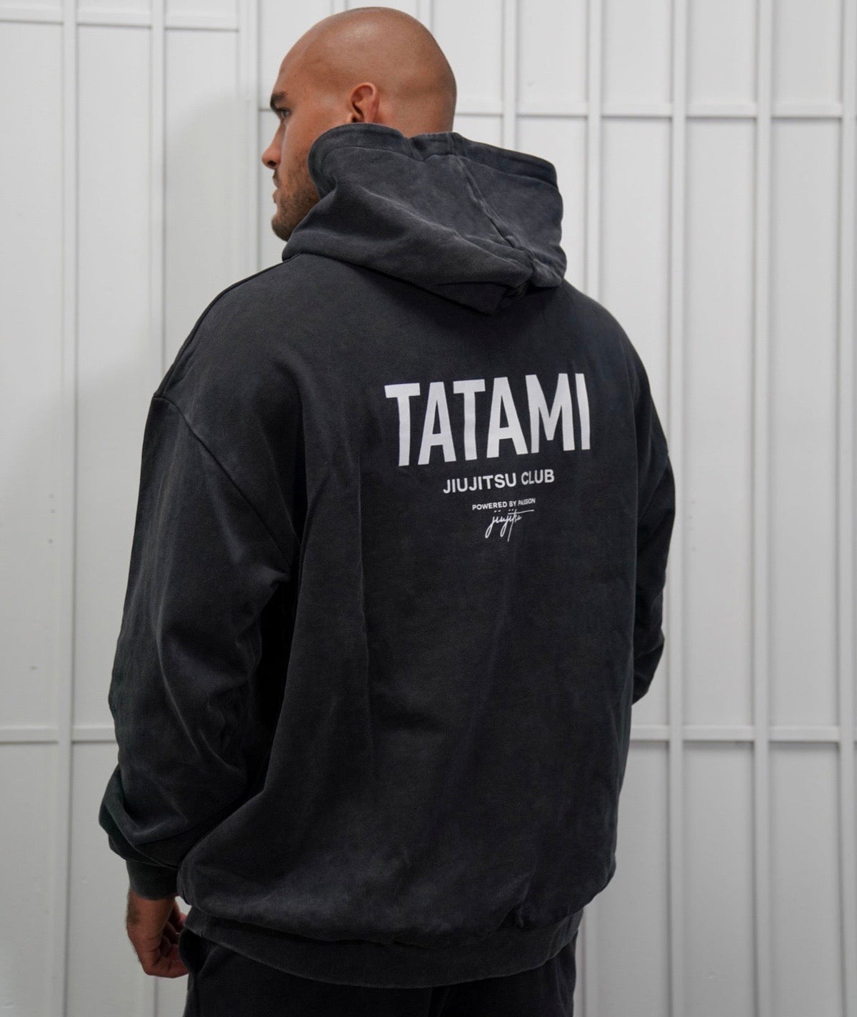 JJ Club Oversized Stonewashed Cotton Hoodie - Grey