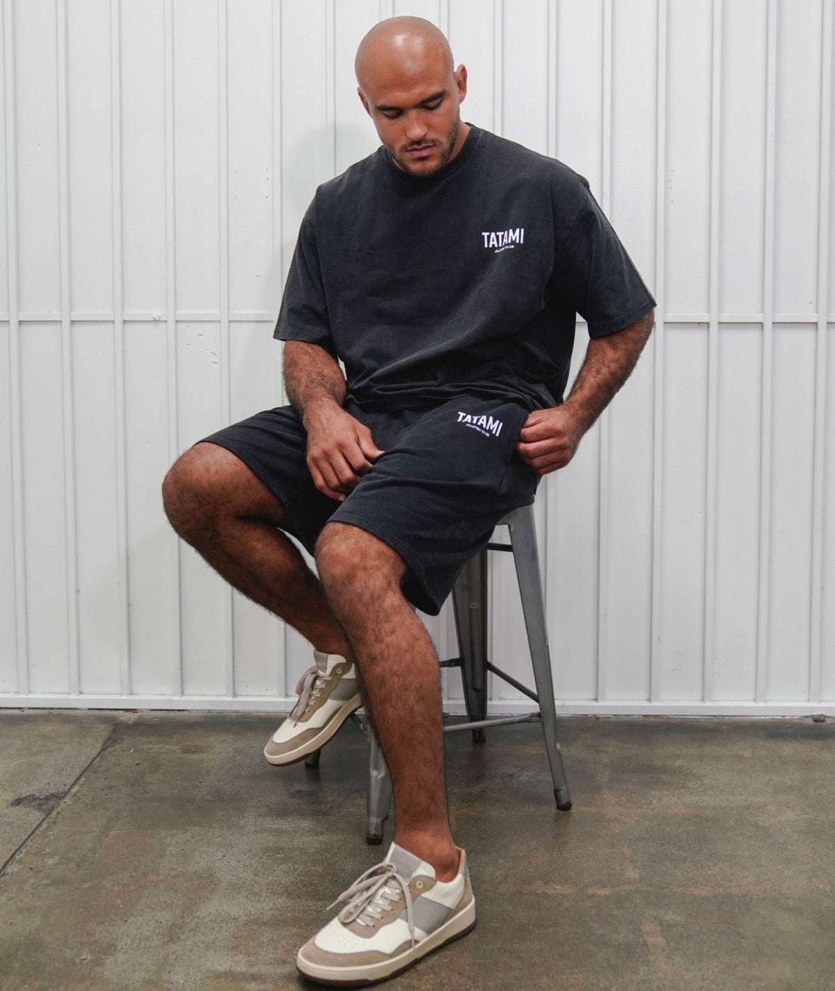 JJ Club Stonewashed Cotton Leisure Shorts - Grey