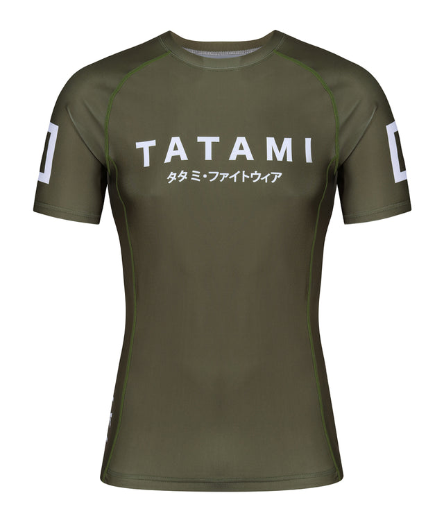 Image of Tatami Fightwear Katakana Short Sleeve Rash Guard - Khaki