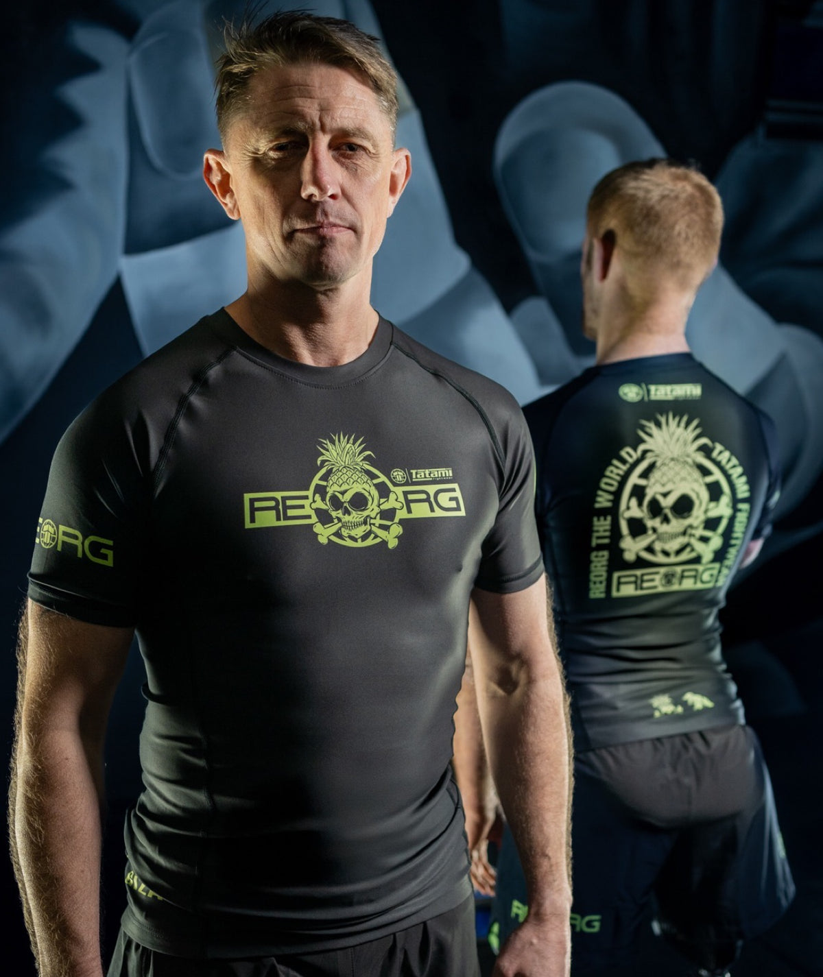 Reorg The World Rash Guard - Black & Neon Green