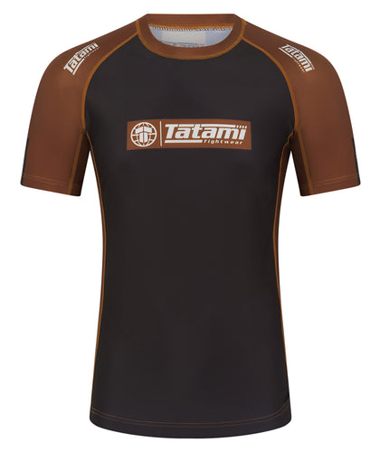 IBJJF Ranked Short Sleeve Rash Guard - Brown