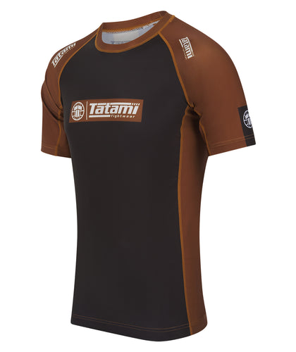 IBJJF Ranked Short Sleeve Rash Guard - Brown