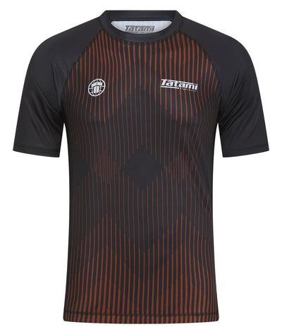 Striped Short Sleeve Rash Guard - Brown