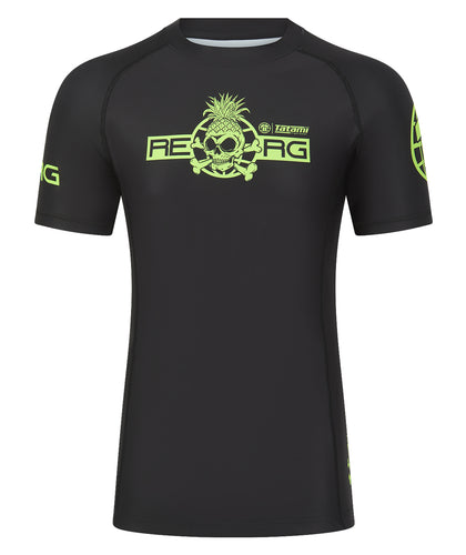 Reorg The World Rash Guard - Black & Neon Green