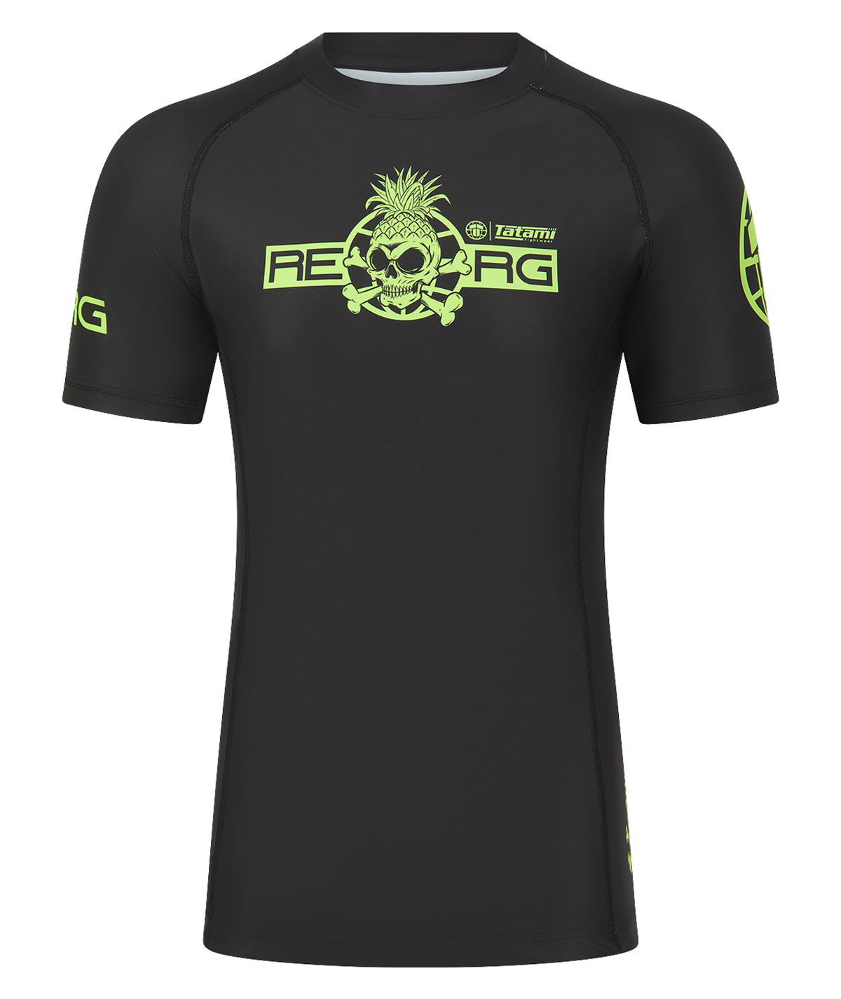 Reorg The World Rash Guard - Black & Neon Green