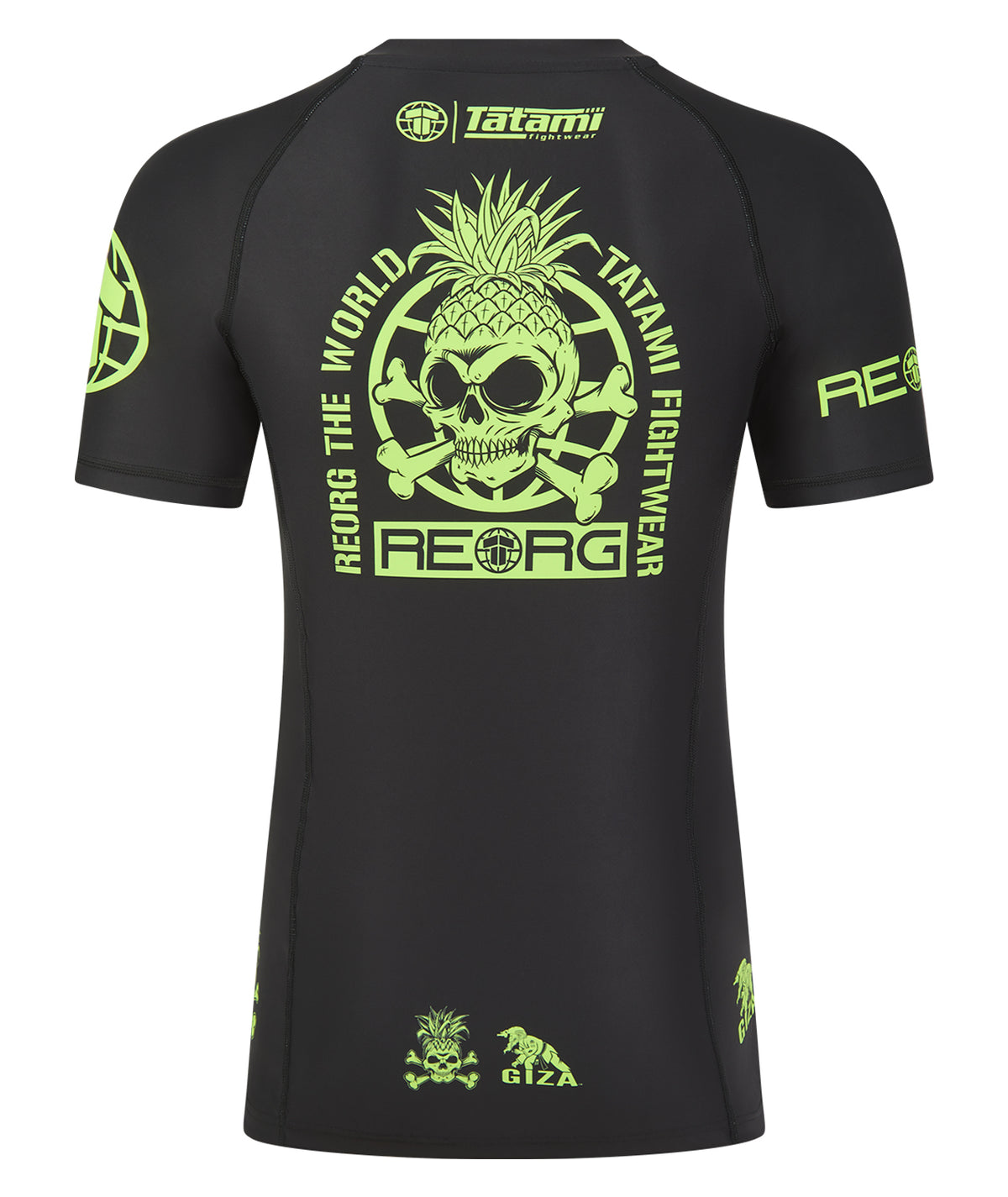 Reorg The World Rash Guard - Black & Neon Green