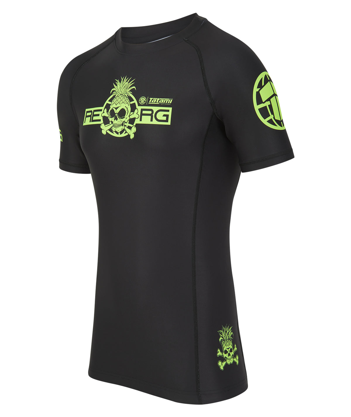 Reorg The World Rash Guard - Black & Neon Green