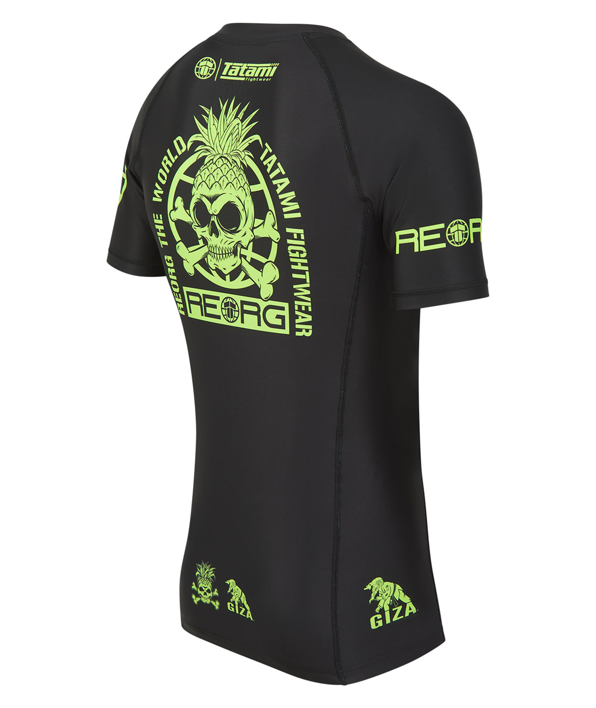 Reorg The World Rash Guard - Black & Neon Green