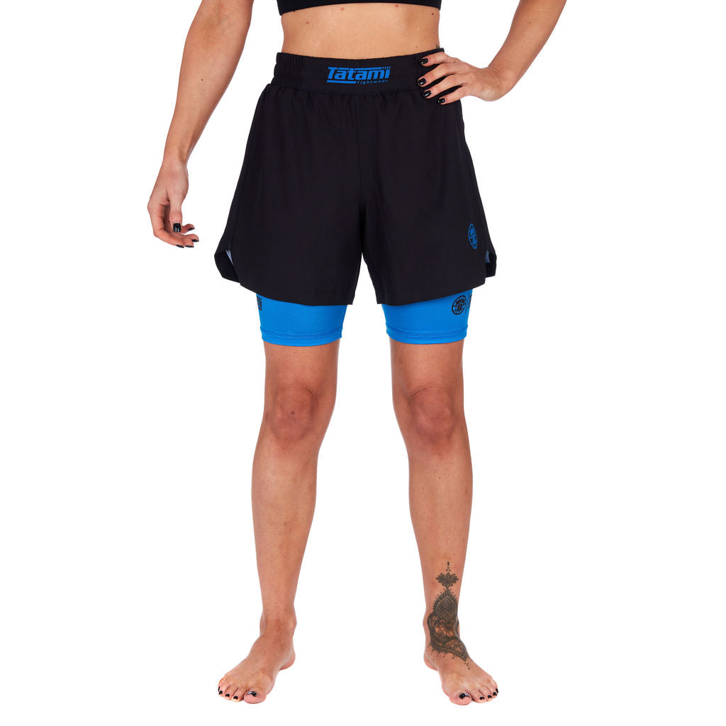 Ladies Dual Layer Grappling Shorts - Blue