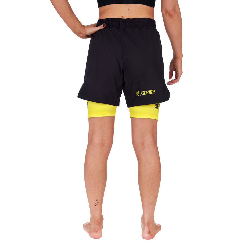 Ladies Dual Layer Grappling Shorts - Yellow