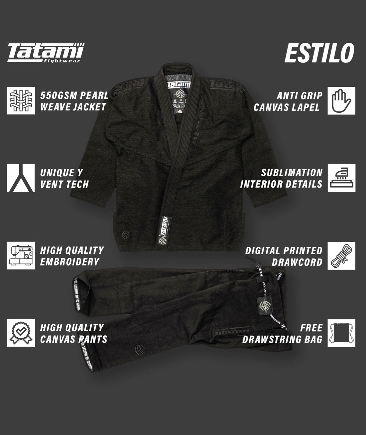 Estilo Black Label Gi - Black on Black