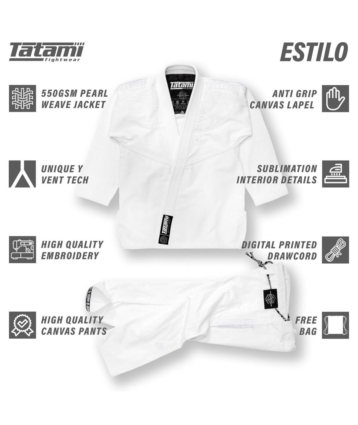 Estilo Black Label Gi - White on White
