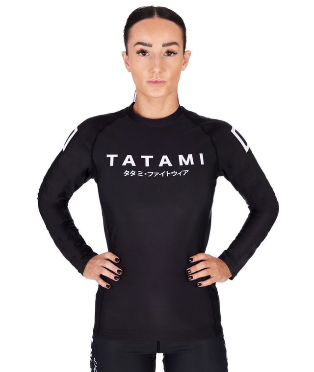 Image of Tatami Fightwear Ladies Katakana Long Sleeve Rash Guard - Black